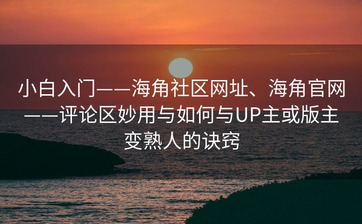 小白入门——海角社区网址、海角官网——评论区妙用与如何与UP主或版主变熟人的诀窍
