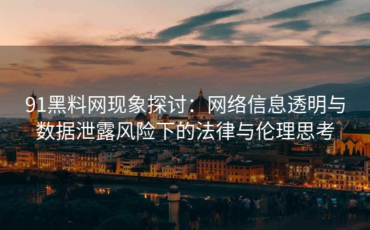 91黑料网现象探讨：网络信息透明与数据泄露风险下的法律与伦理思考